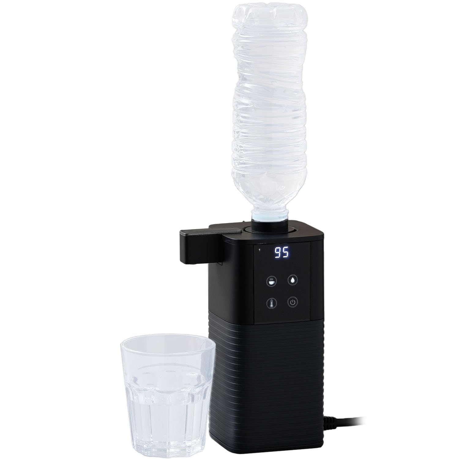 [山善] 電気ポット 小型 0.5秒でお湯 ペットボトル コーヒーメーカー お茶 温度調節 ブラック YDB-2L(B)