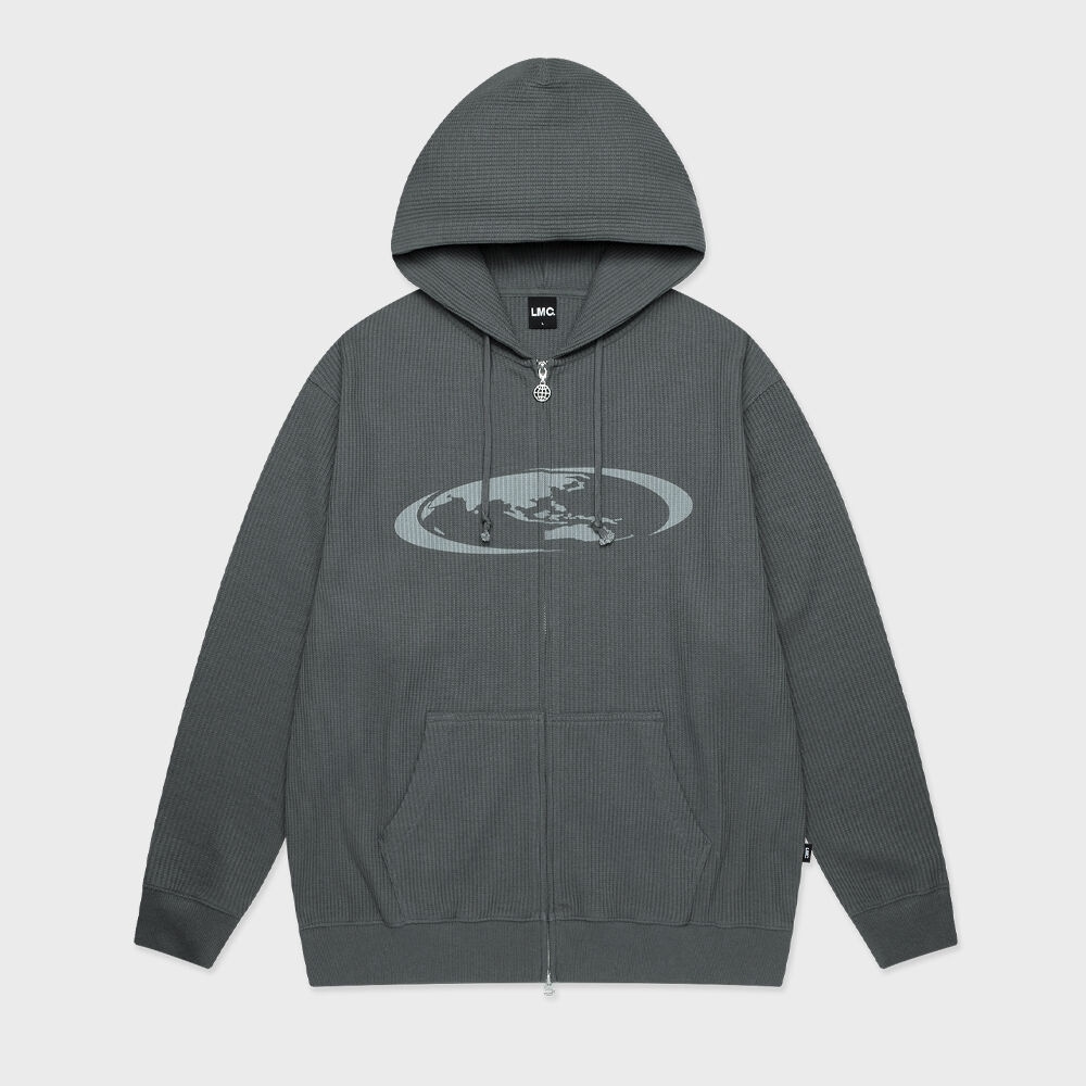 LMC オーバルグローブワッフルジップアップパーカーチャコール