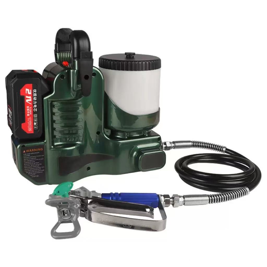 コードレスエアレススプレー機1.1L/分高圧塗装機1*21V 500W リチウム電池付き6 速度調整可能/1.2L ホッパー/最大圧力 15Mpa 電気住宅塗装機