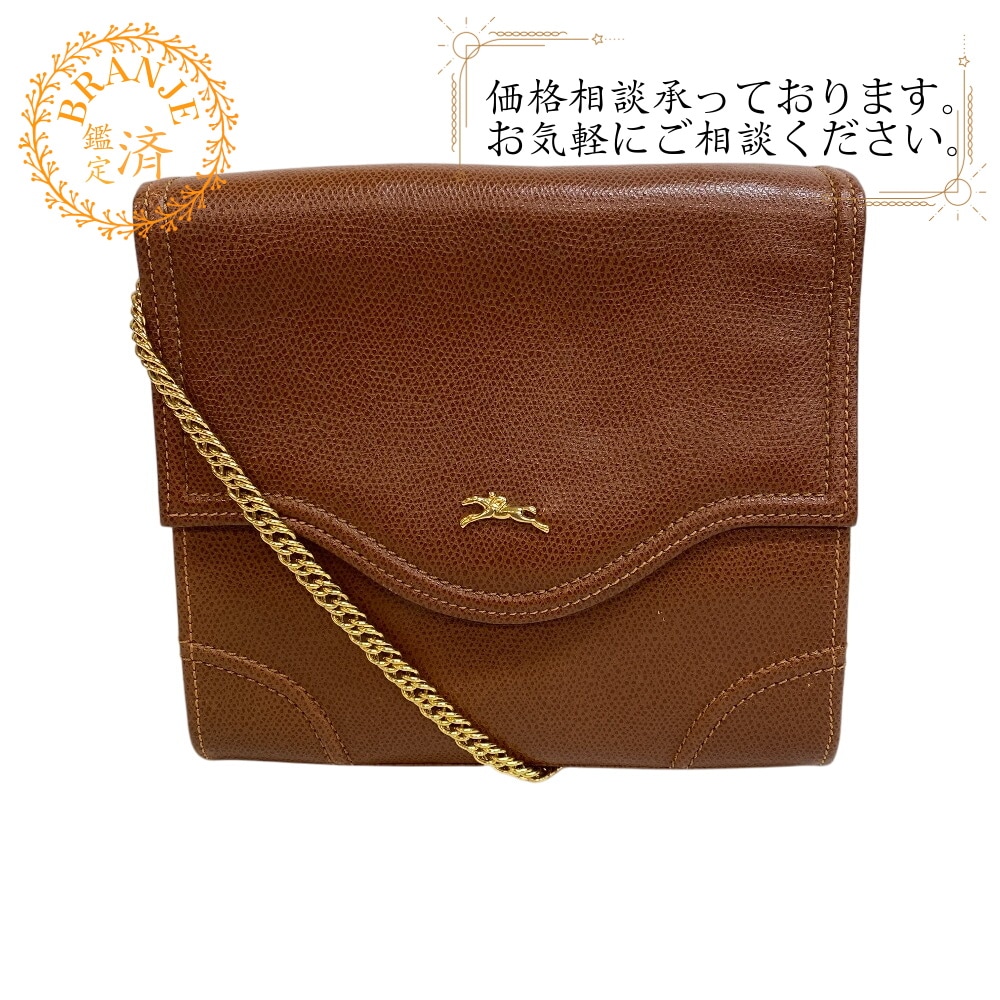 チェーン ポーチ ハンド クラッチバッグ レザー ショルダーバッグ ブラウン レディース