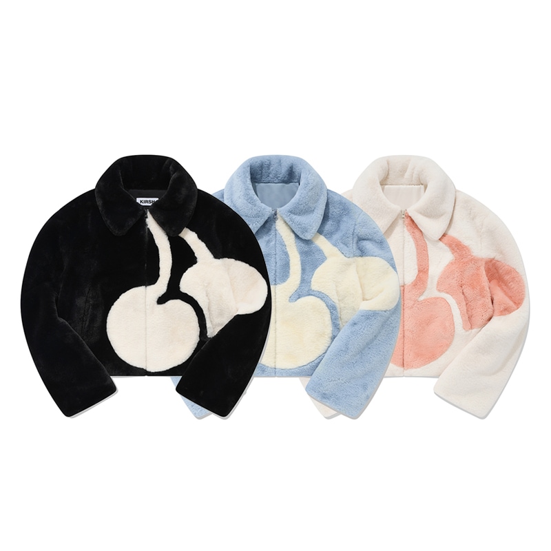 [IVE ウォニョン 着用] BIG CHERRY BOA FUR JUMPER 韓国 アイドル レディース かわいい 冬