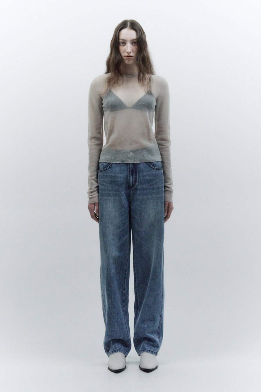 【INSILENCE】 RETRO HIGH WAIST DENIM : LIGHT BLUE
