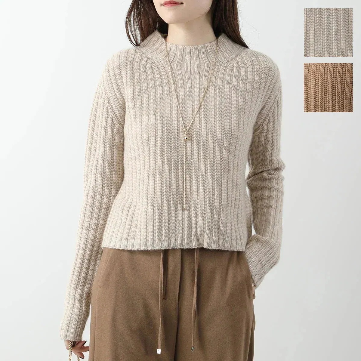 MAX MARA マックスマーラ ニット ALOA アロア レディース カシミヤ ウール リブ セーター モックネック クロップド丈 カラー2色