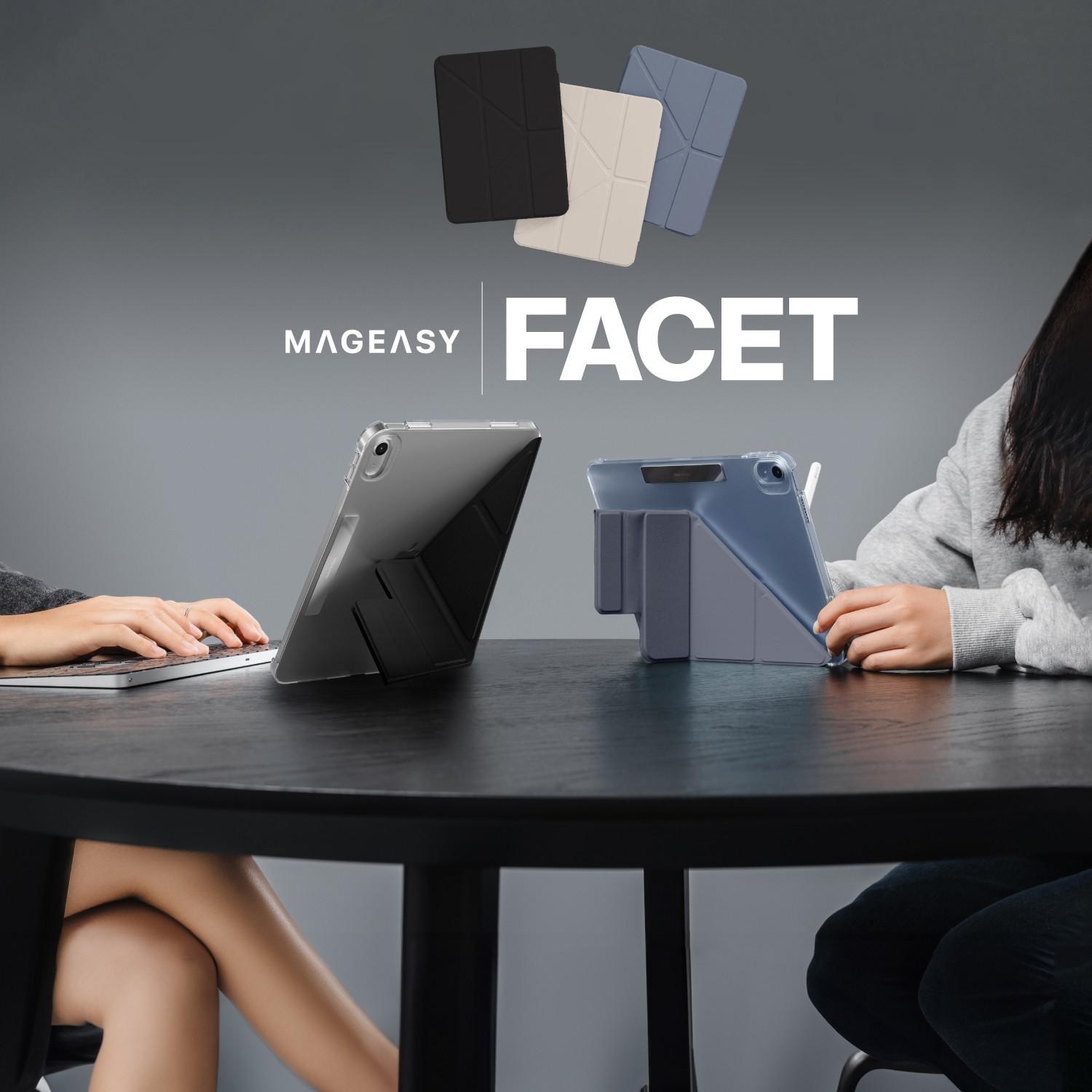 iPad 10世代 A16 対応 ケース スタンド 機能付 軽量 半 透明 耐衝撃 ぴったり フィット クリア フロスト カバー 角度調整 可 FACET