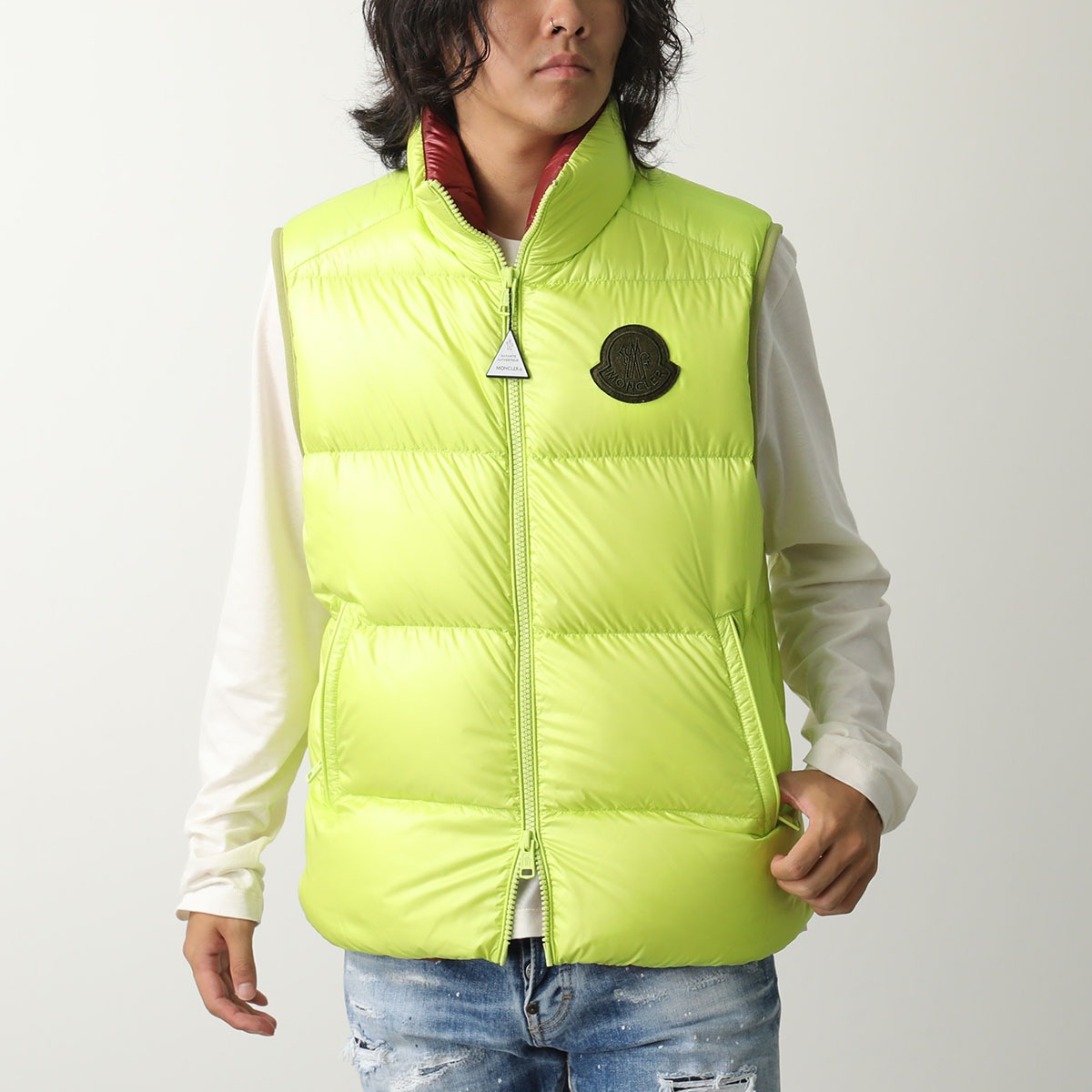 MONCLER モンクレール ダウンベスト SUMIDO スミード 1A00189 595GJ ナイロン バイカラー ネオン ジップアップ ジレ スタンドカラー アイコンパッチ 8B4