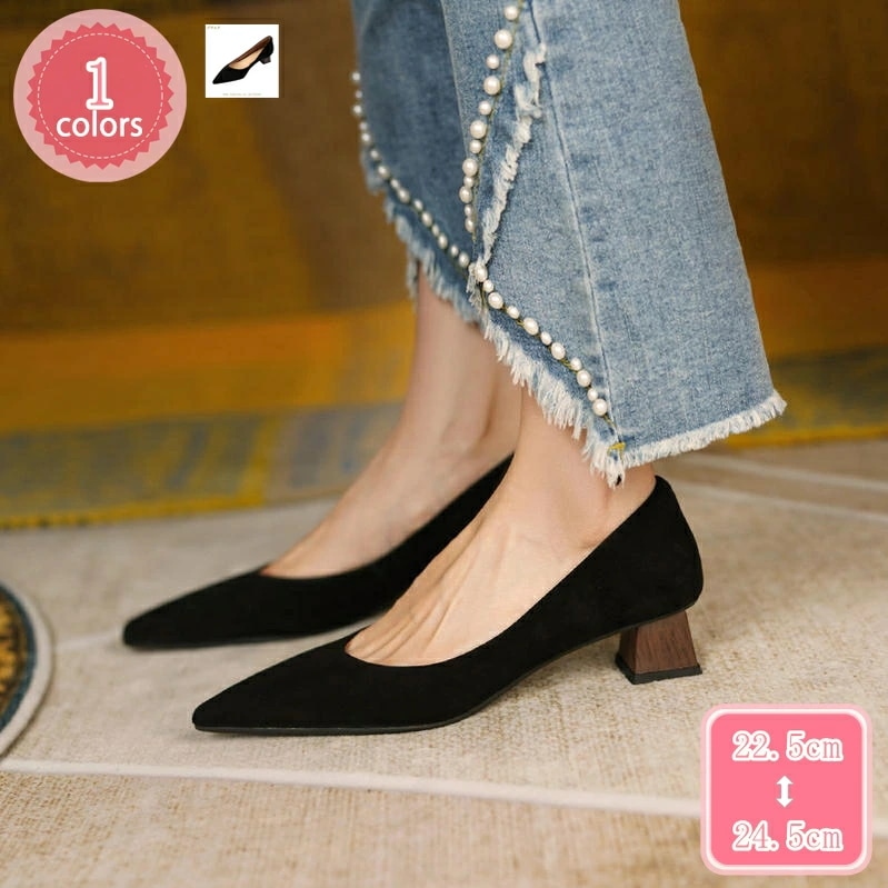 1000円OFFクーポン レディースパンプス ローヒール 長時間 疲れない レディース パンプス 靴 太めヒール 4cmヒール ポインテッドトゥ 滑り止め 痛くない 柔らかい 幅広 歩きやすい おしゃ