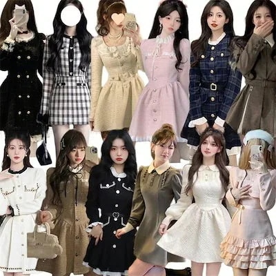 【急速発送】セレブ小香ワンピース韓国系ins高級感気品長袖ワンピース金持ち令嬢腰を収めて身を修める2着甘いリボンドレス誕パーティー結婚パーティー