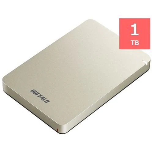 BUFFALO HD-PGF1.0U3-GLA ポータブル外付けHDD 1TB ゴールド HDPGF1.0U3GLA