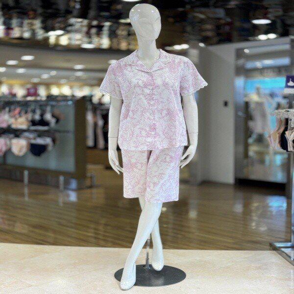 WP8852B_綿80番手 高級シルクフィット 半袖 女性パジャマ