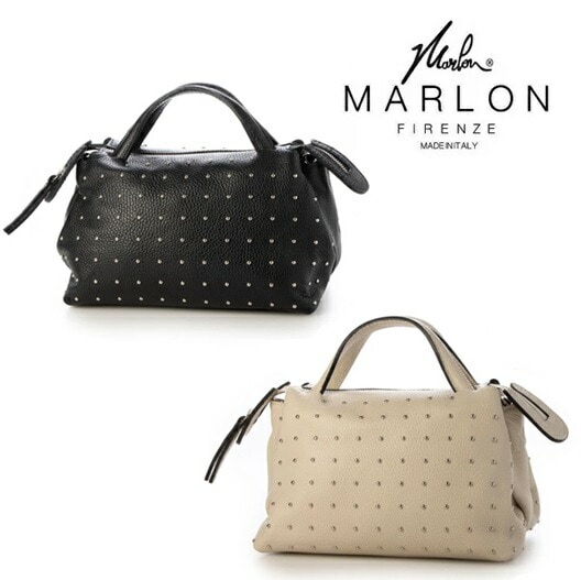 MARLON FIRENZE マーロンフィレンツェ レザーハンドバッグ スタッズ ショルダーバッグ レディース イタリア製 本革 バッグ 小物 革 レッド ブラック 大容量 通勤 BS2579