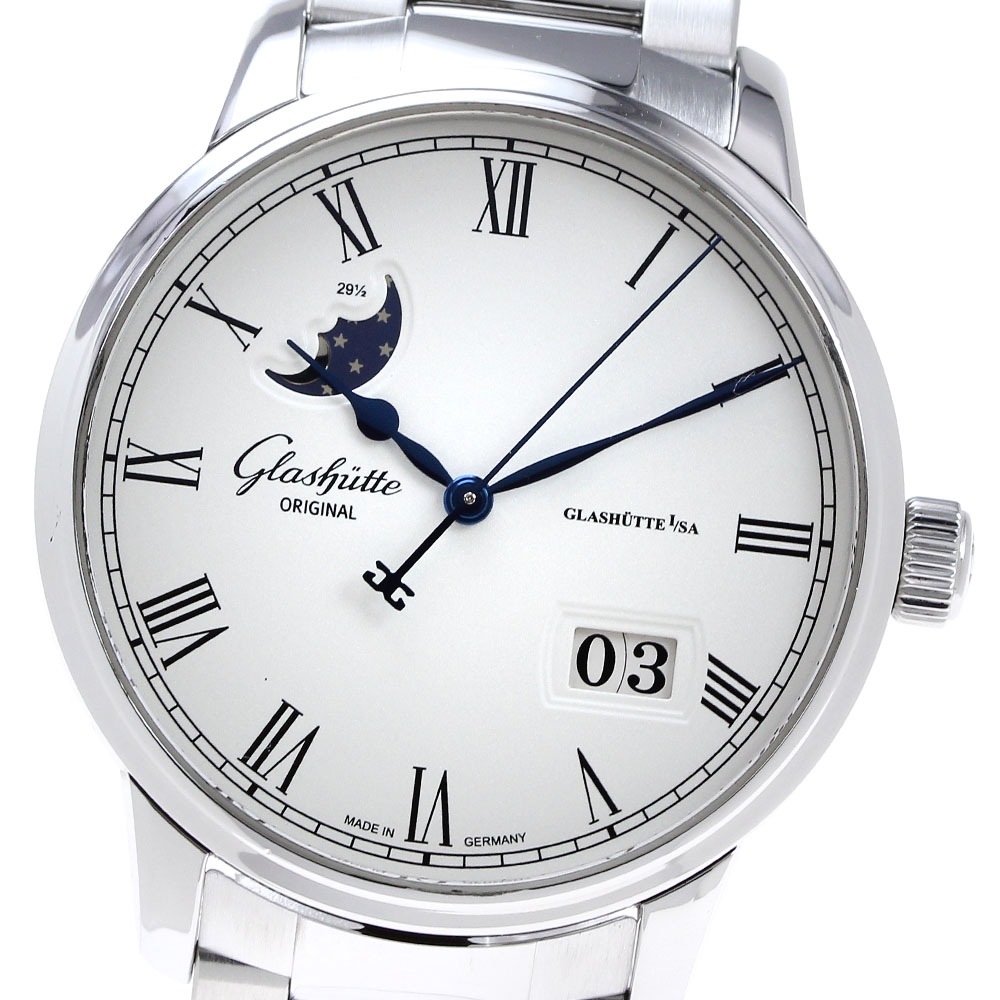 グラスヒュッテオリジナル GLASHUTTE ORIGINAL 100-04-32-12-50 セネタ パノラマデイト ムーンフェイズ 自動巻き メンズ 良品 _823371【中古】