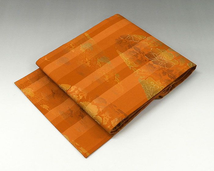 名古屋帯 正絹 唐花鯉文様 名古屋帯 リサイクル 中古 カジュアル h0832