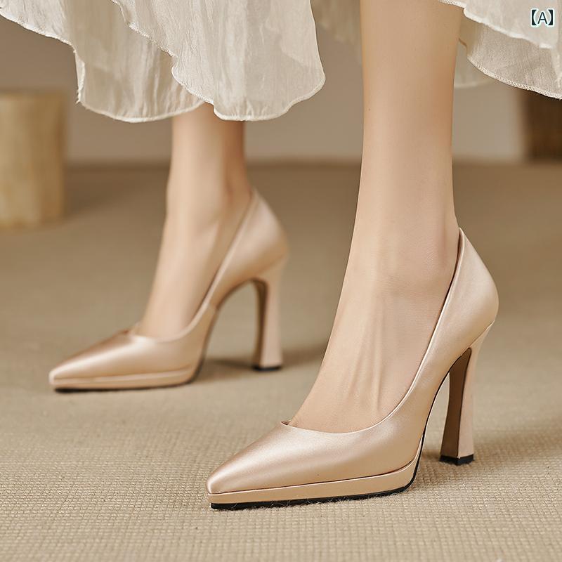 【激安】ハイヒール レディース パンプス 美脚 厚 10 cm ウェディングシューズ ブライダル シューズ 春 新 ウェディングドレス パフォーマンス パーティー 靴