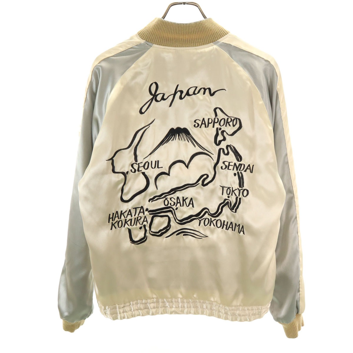 東洋エンタープライズ テーラー東洋 日本マップ 富士山刺繍 リバーシブル スカジャン M シャンパンゴールド TT10637 メンズ 古着