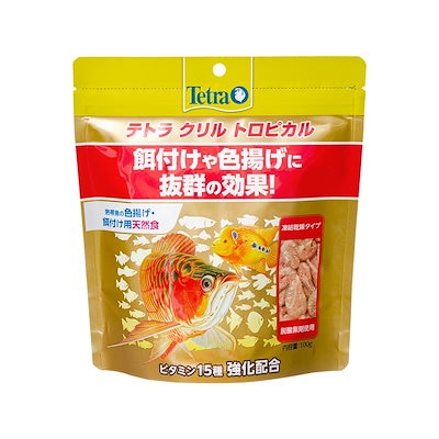 他サイト： テトラ　クリルトロピカル　１００ｇ　大型魚　アロワナ　餌　エサ　色上げ　餌付け　天然餌　中型魚　ＣＲＣ10―41―55―00―00の商品画像