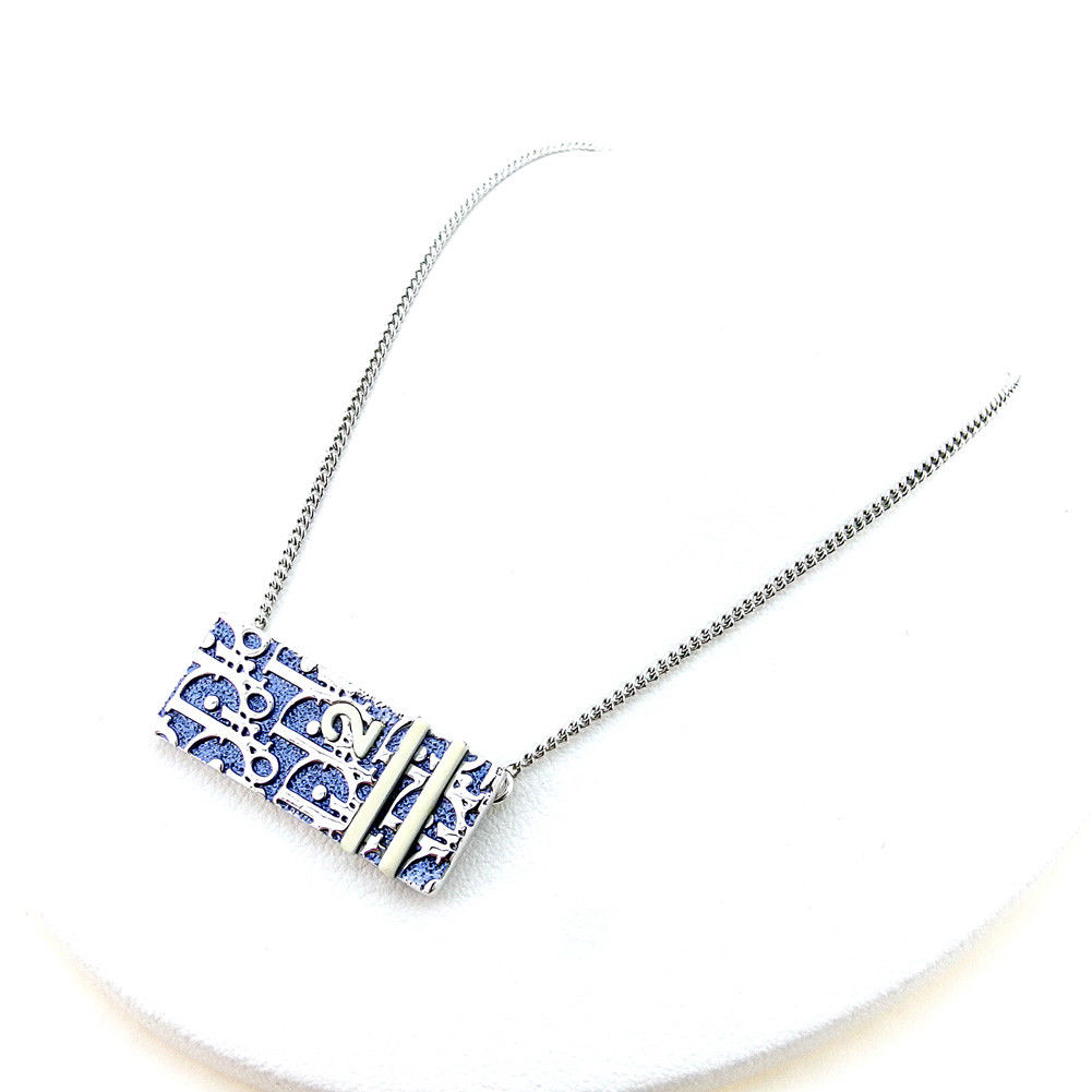 ネックレス ペンダント アクセサリー トロッタープレート ブルー ホワイト 白 シルバー 中古