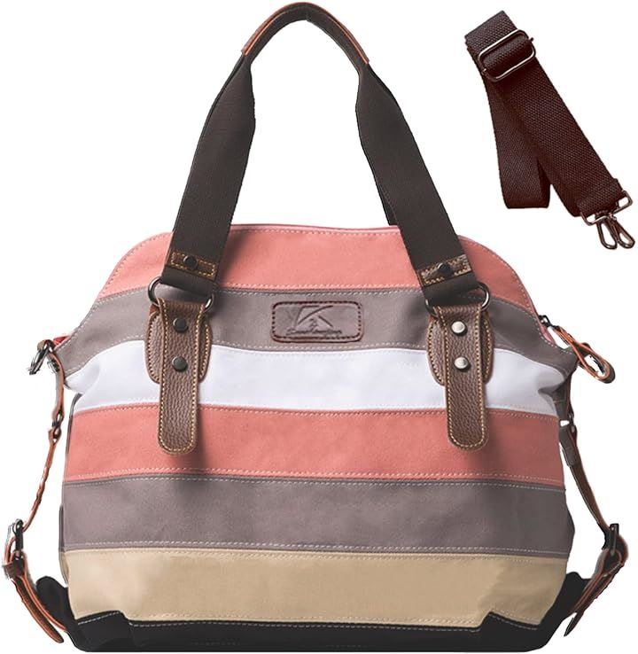 レディース トートバッグ キャンパス生地 A4サイズ対応 帆布 キャンバストート 2way ショルダーベルト付( ピンク)