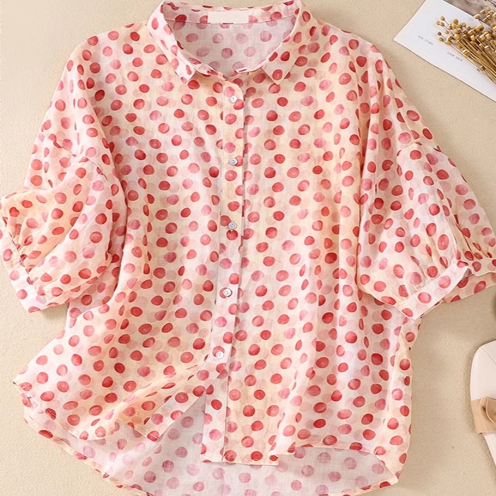 レディース トップス シャツ ブラウス 前開き 半袖 5分袖 襟付き 角襟 フェミニン 透け感 ボタン 薄手 かわいい 大人可愛い きれいめ シンプル カジュアル 上品 おしゃれ レトロ こなれ感