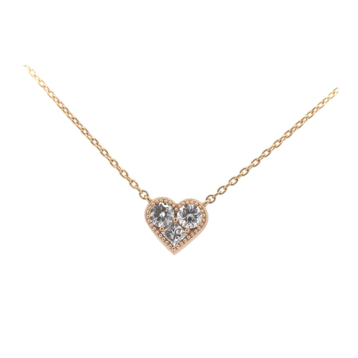 ポンテヴェキオ ハート ダイヤモンド ネックレス 0.16ct K18PG(18金 ピンクゴールド) 質屋出品