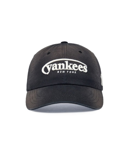 【MLB】 VINTAGE WASHING CURVE LOGO UNSTRUCTURED BALL CAP NY BLACK キャップ 正規品