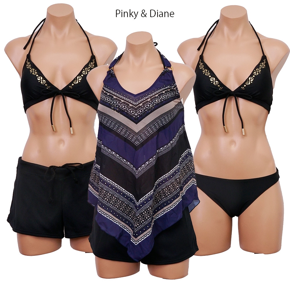キャンペーン 水着 レディース 水着 PINKY&DIANNE [ピンキー&ダイアン]タンキニ 水着 体型カバー 4点セット ショートパンツ パンツセット ホルターネック ビキニ ビキニ ママ ミセス
