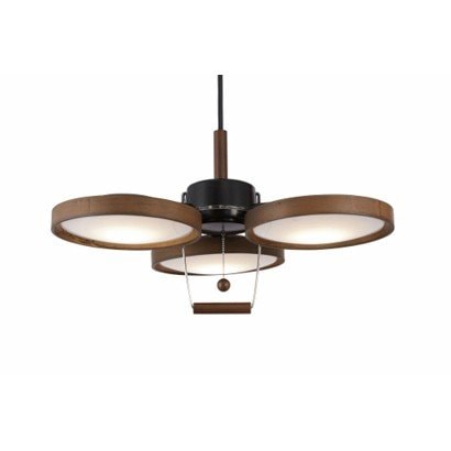 シーリングライト LED 天井照明器具 3灯 コードプーリー付き 木製木枠 ブラウン