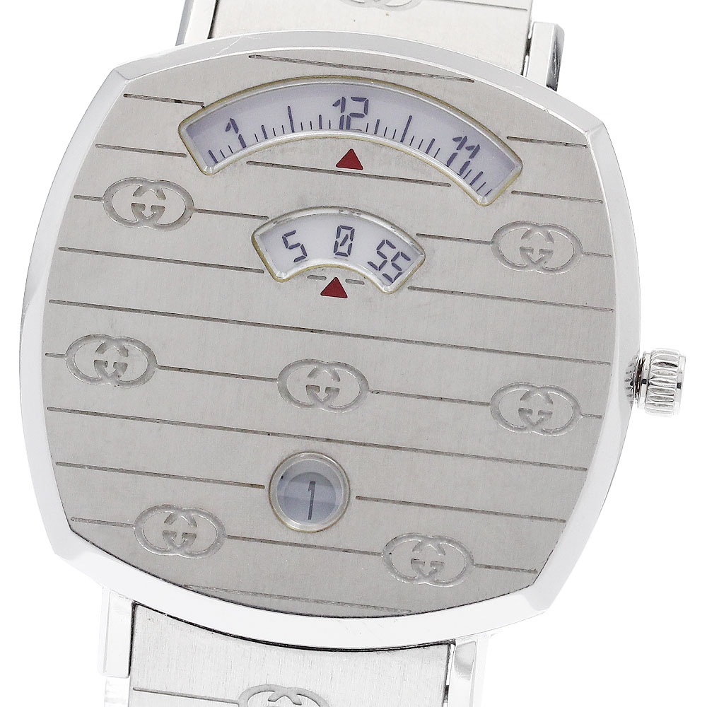 グッチ GUCCI 157.4/YA157401 グリップウォッチ デイト クォーツ ボーイズ 内箱付き_952488【中古】