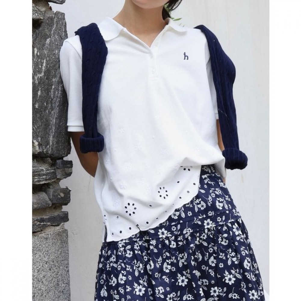 [25SS] アイレットショートスリーブピケ T シャツホワイト HSTS5B310WT