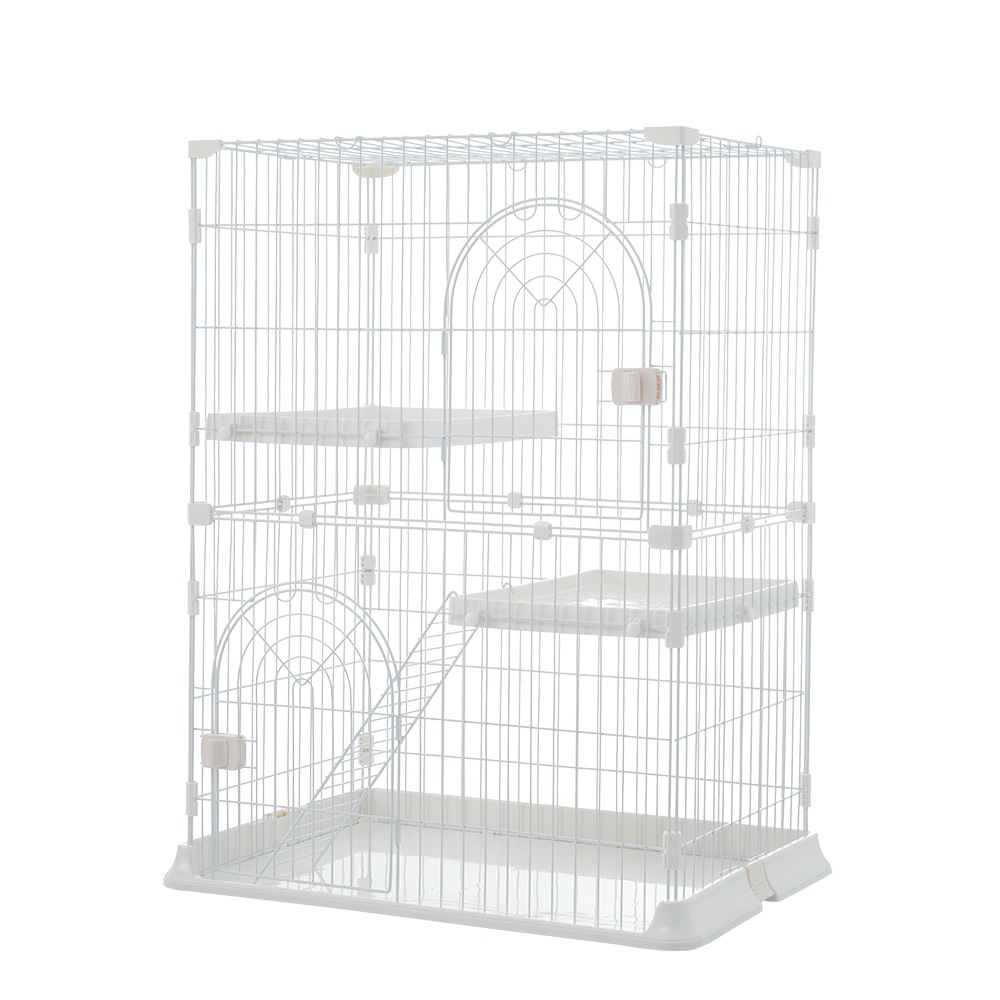【国内即発送】おしゃれ 猫 ケージ キャットケージ 2段 猫ゲージ おしゃれ キャットハウス ネコ ハウス 多段 留守番 保護 脱走防止 多頭飼いペットケージ【ホワイト】【M】