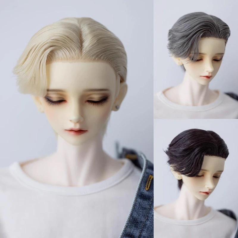 BJD 1/3 ドールウィッグ ショート 高温糸 定型ウィッグ ブラック グレー ゴールド SD/小顔SDサイズ球体関節人形用