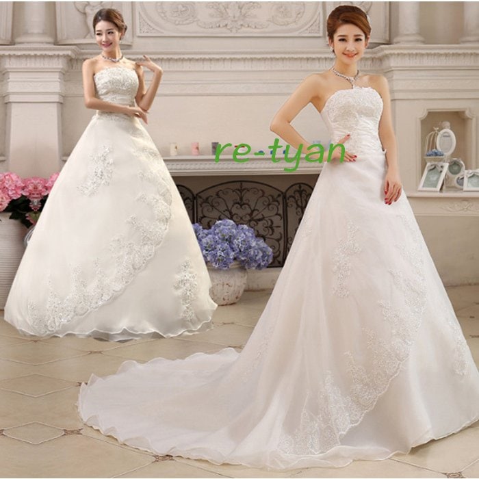 ウェディングドレス結婚式花嫁披露宴 エンパイアドレス ロングドレス パーティードレス編み上げプリンセスドレス トレーンドレス 白ドレスエレガントAライン