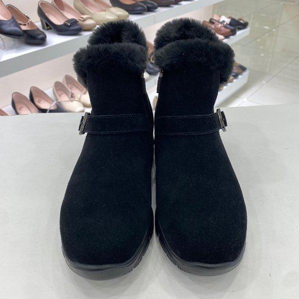 女性用ファー防寒アンクルブーツ YADWSB62IBK HSYF4A GN