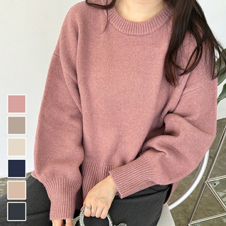 トップス セーター ロング ワイド 体型カバー 長袖 二の腕カバー ふんわり ドロップショルダー カジュアル アイボリー ベージュ ネイビー チャコール グレージュ レディースファッション 20代 3