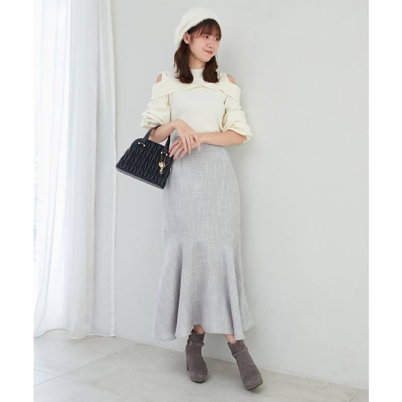 2wayパールチェーン肩あきニット