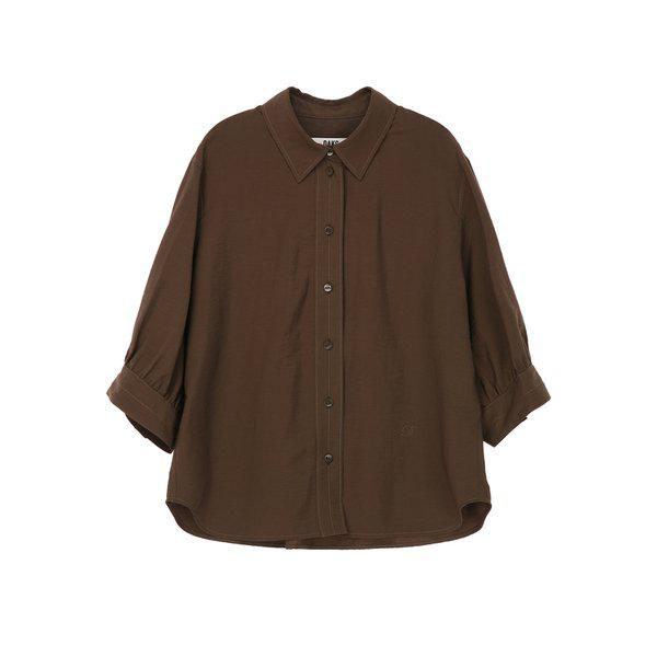 [26SS] ブラウンソリッド7分袖シャツジャケットDLSH6B407W2