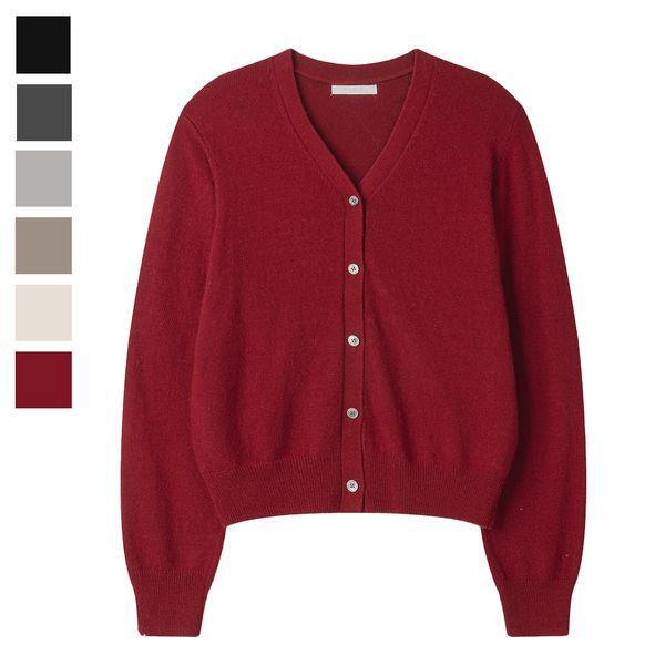 女性ラクーンベイビック Vネックニットカーディガン SGW CA Q088 レッド_P416176560
