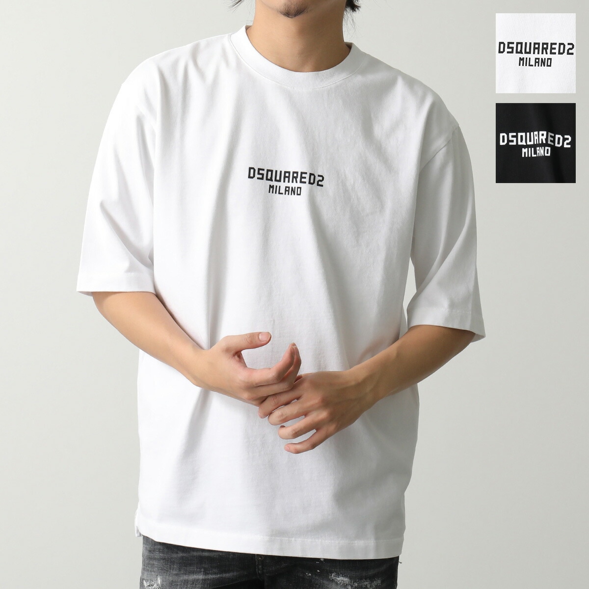 DSQUARED2 ディースクエアード Tシャツ Milano Loose Fit T-Shirt S74GD1521 D20106 メンズ 半袖 ロゴ カットソー クルーネック コットン カラー2色