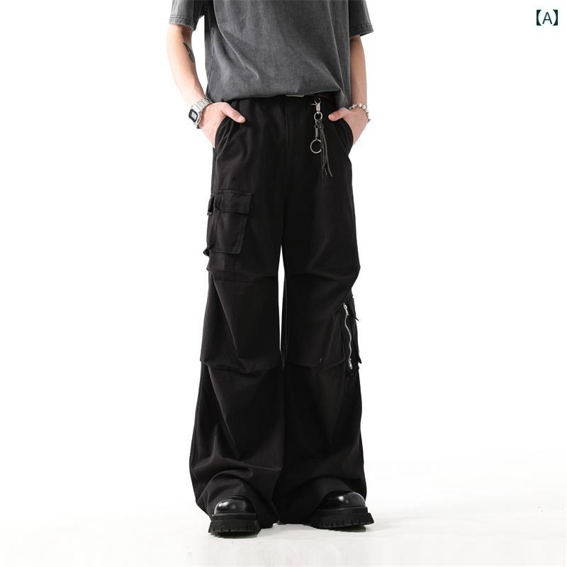 カーゴパンツ　メンズ　レディース BLANKIN ナショナル アメリカン レトロ オーバー オール メンズ レディース ストリート ストレート ワイド レッグ カジュアル パンツ