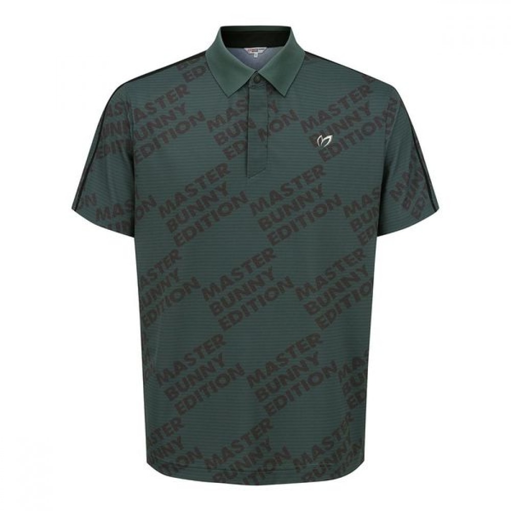 [マスターバニー] メンズダイアゴナルレタリングロゴクーリング半袖ポロTシャツ