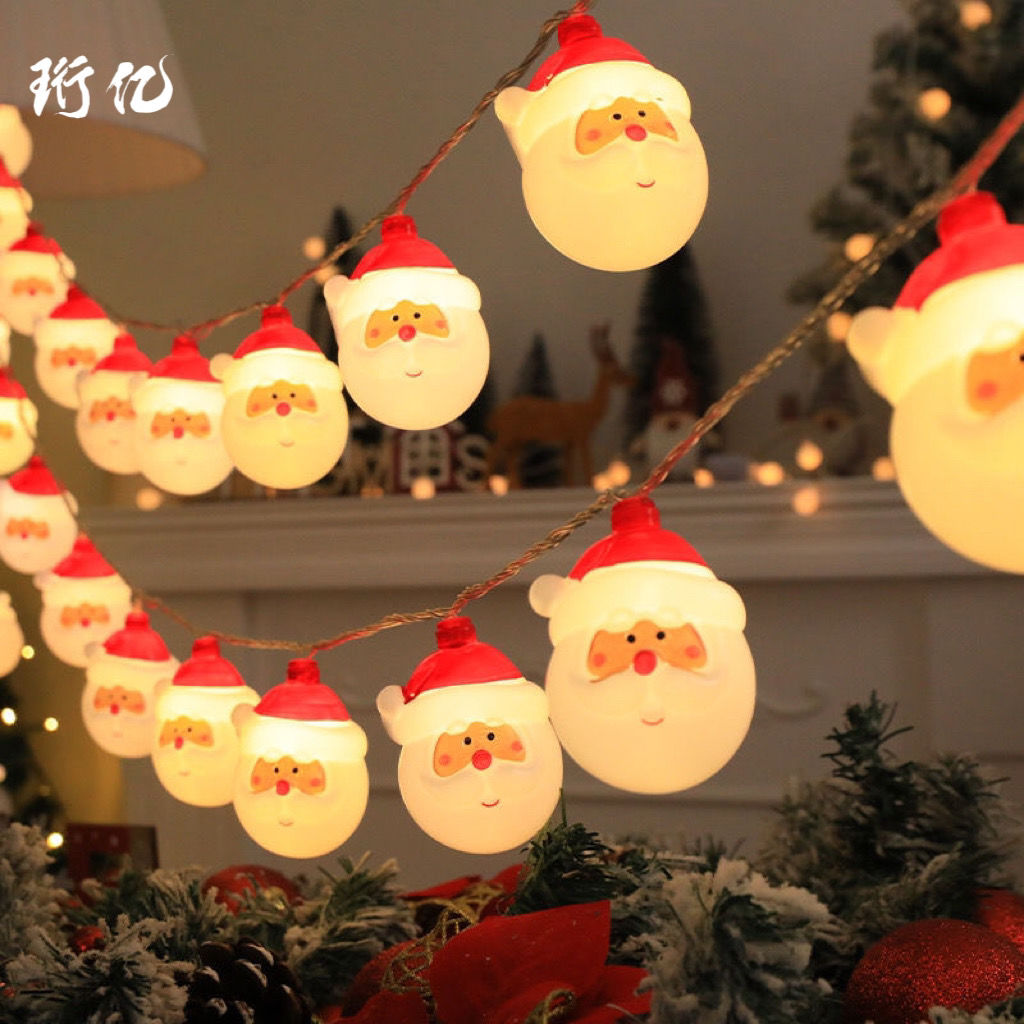 サンタクロース雪だるま装飾クリスマスツリーは小さなカラフルなライトを点滅ストリングライト星空の部屋寝室スターライト