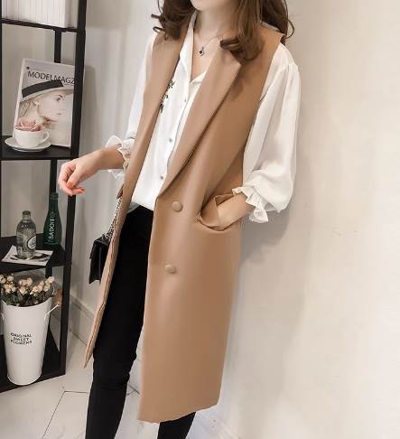 ベスト トップス アウター ベストスカート テーラードカラー ミドル丈 ノースリーブ スーツジャケット チョッキ ポケット ボタン スリムフィット ハイエンド かわいい きれいめ 大人可愛い 上品 お