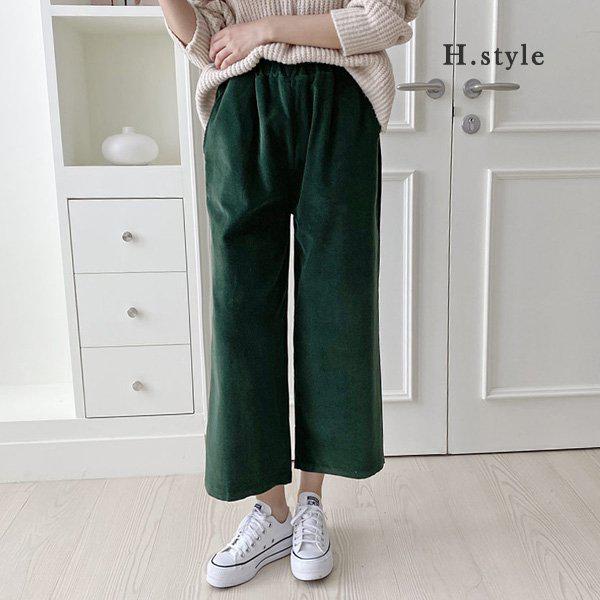 Hスタイル(DK)綿コーデュロイワイドパンツ/冬/コーデュロイ/バンディング/ワイド