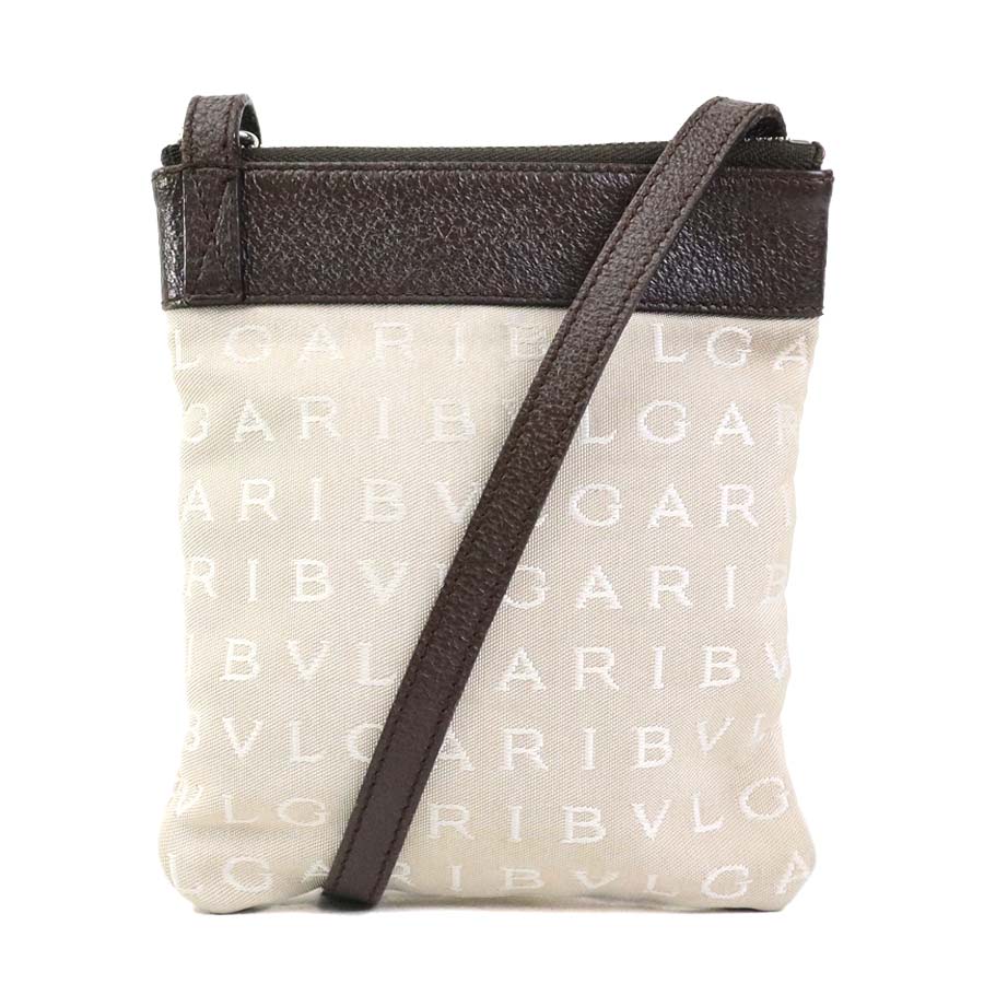 ブルガリ BVLGARI ショルダーバッグ ナイロンキャンバス/レザー ベージュ×ブラウン ユニセックス h31299a