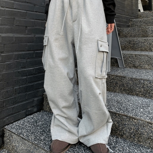 (Unisex) Pocket shirring cotton pants
