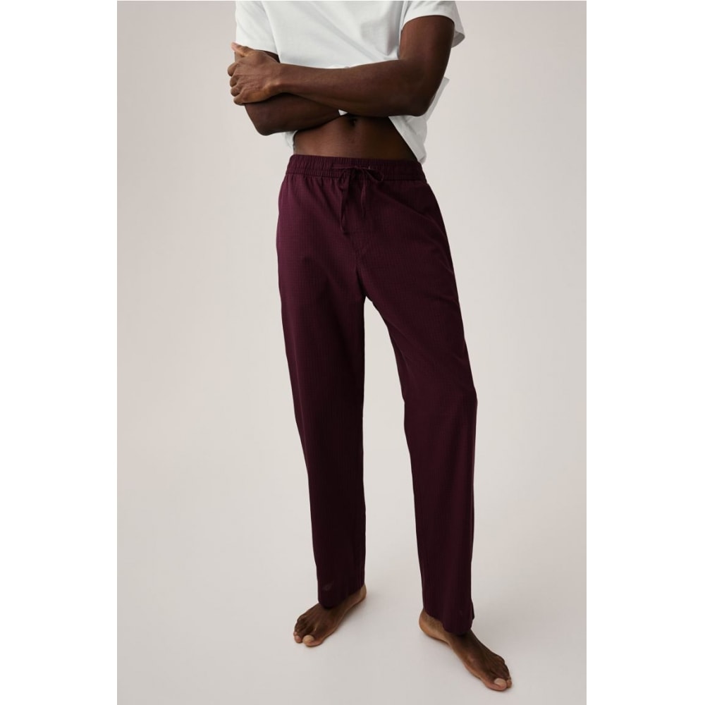 H&M リラックスフィットポプリンパンツレッド/チェック