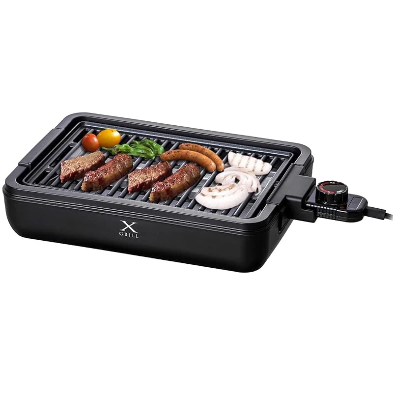 【即納】[山善] 焼き肉グリル 減煙 コンパクトプレート Xグリル 一人暮らし 二人暮らし 「素早く美味しく焼ける」 煙約70%/油ハネ約85%カット 温度調節 (約80~230℃) 保温 焼き肉プ