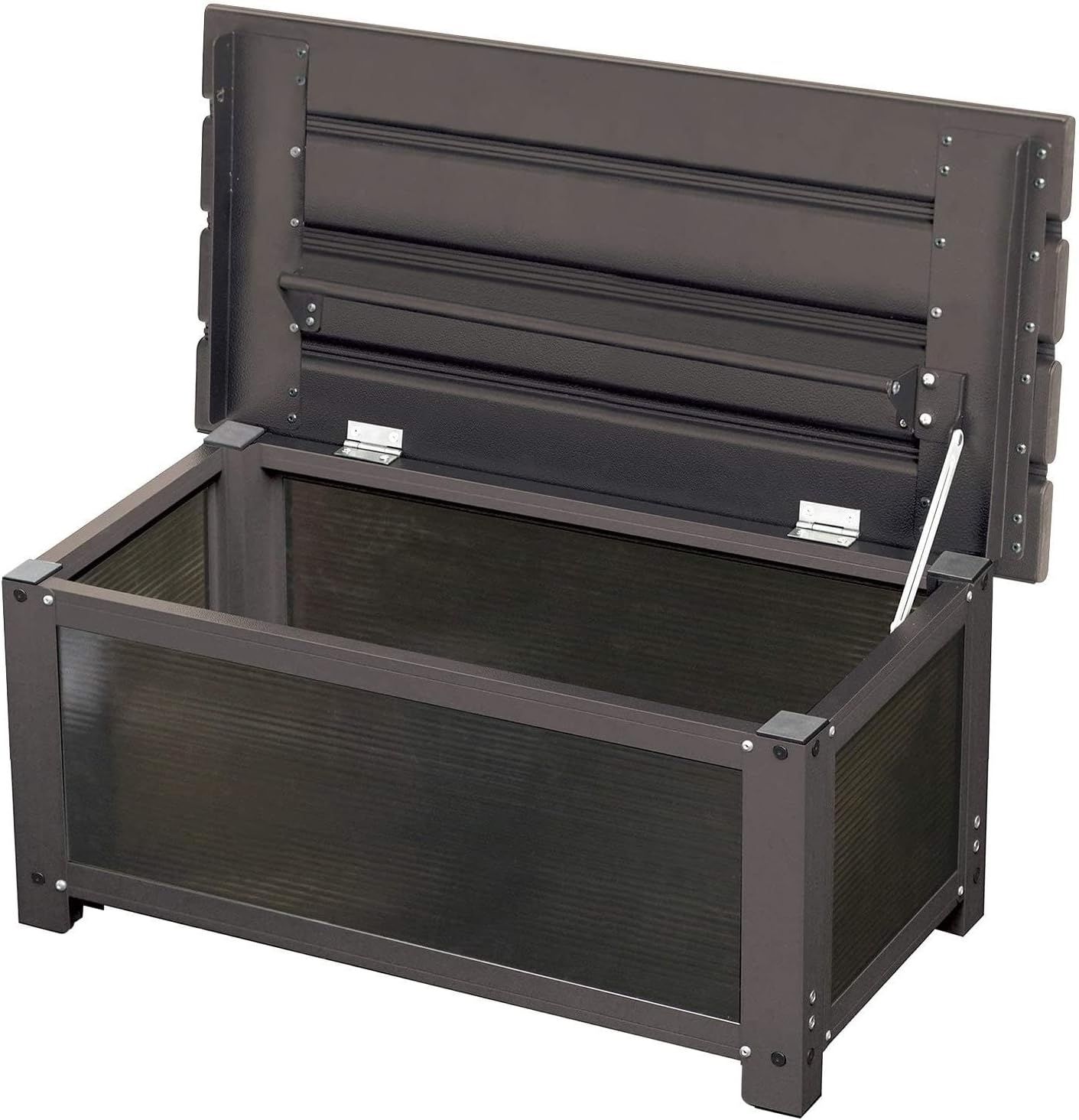 ステップストッカー 幅74×奥行36×高さ32cm アルミ天板 ベンチストッカー ベランダ バルコニー 軽量 踏み台 玄関台 お庭 ガーデンマスター ダークブラウン KSS-74H