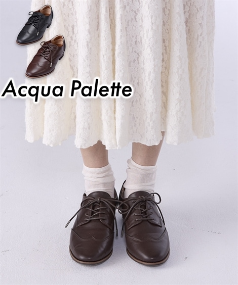 フラット ゆったり幅広 切替デザインレースアップシューズ ワイズ４E ACQUA PALETTE アクアパレット