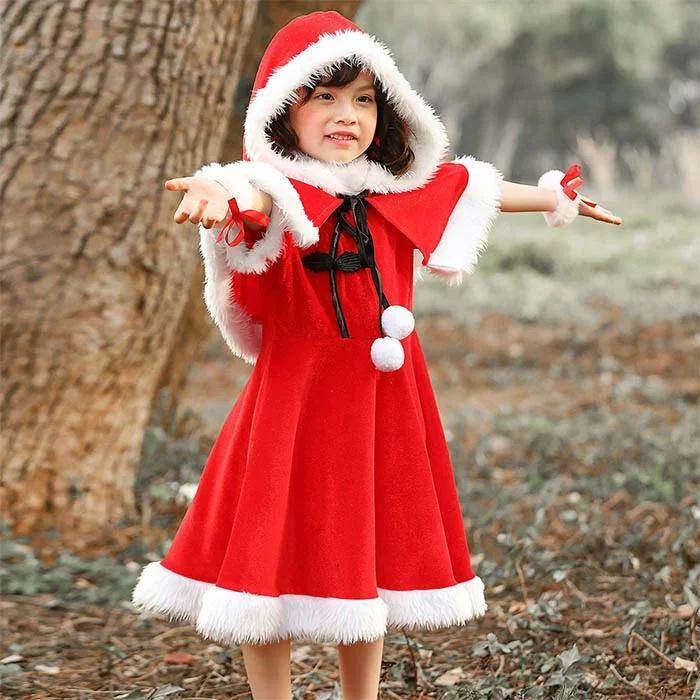 【 最安挑戦】サンタ コスプレ クリスマス 子供 サンタクロース キッズ 女子 コスチューム ワンピース ポンチョ サンタ服 子供服 帽子 カチューシャ 衣装 サンタコス 仮装