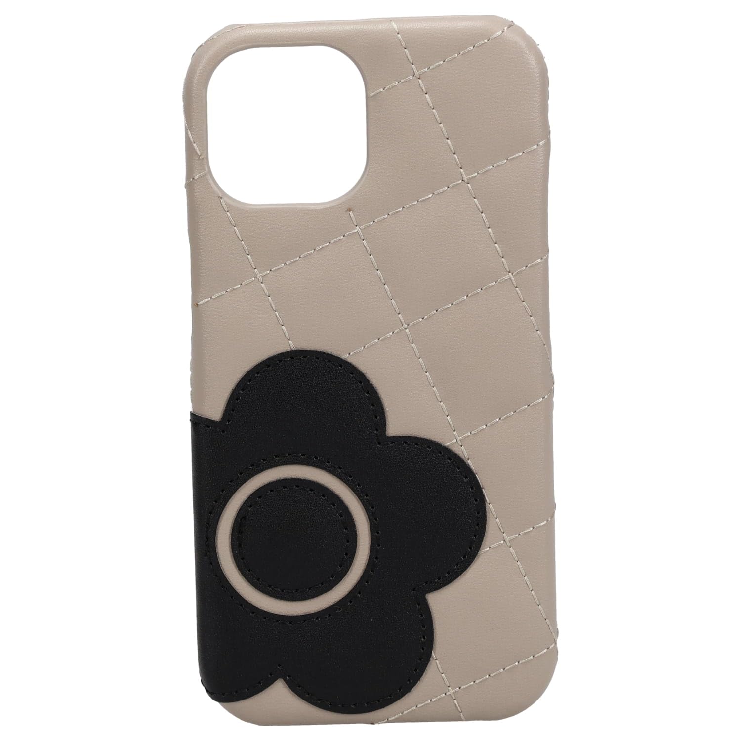 MARY QUANT iPhone 15 14 ケース スマホ 携帯 レディース PU QUILT LEATHER SHELL グレージュ/ブラック